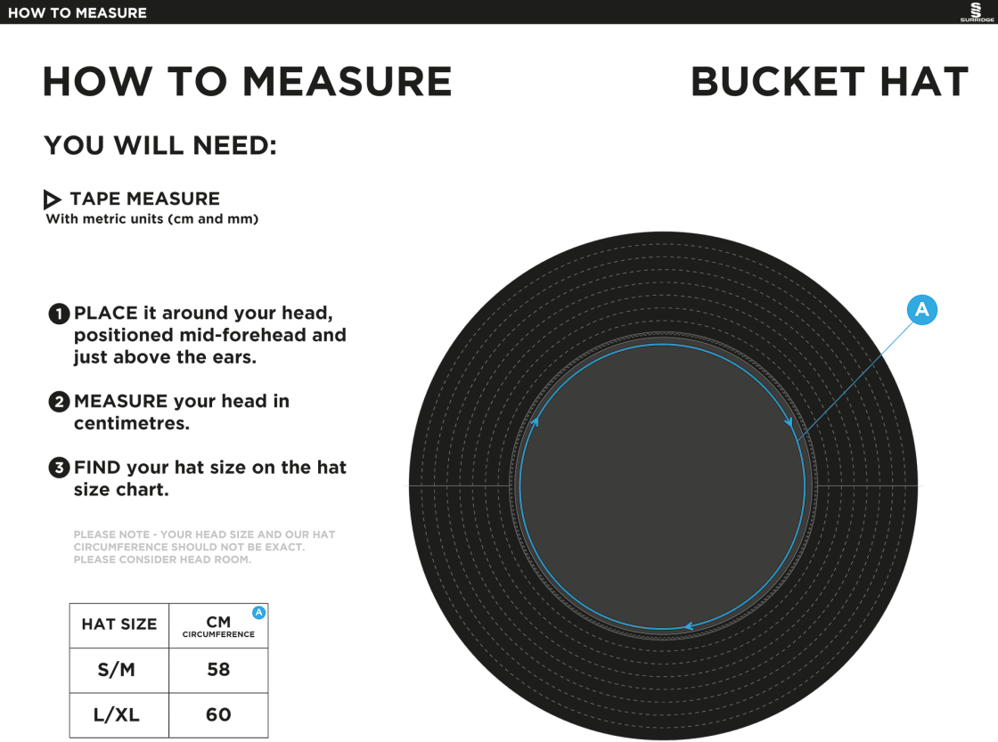 PORCHFIELD CC Dual Bucket Hat - Red - Size Guide