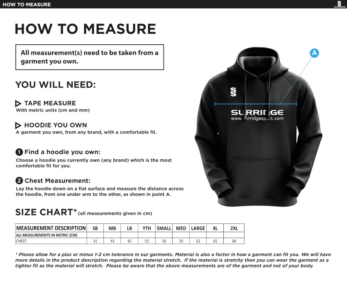 Porchfield CC Blade Hoody - Size Guide